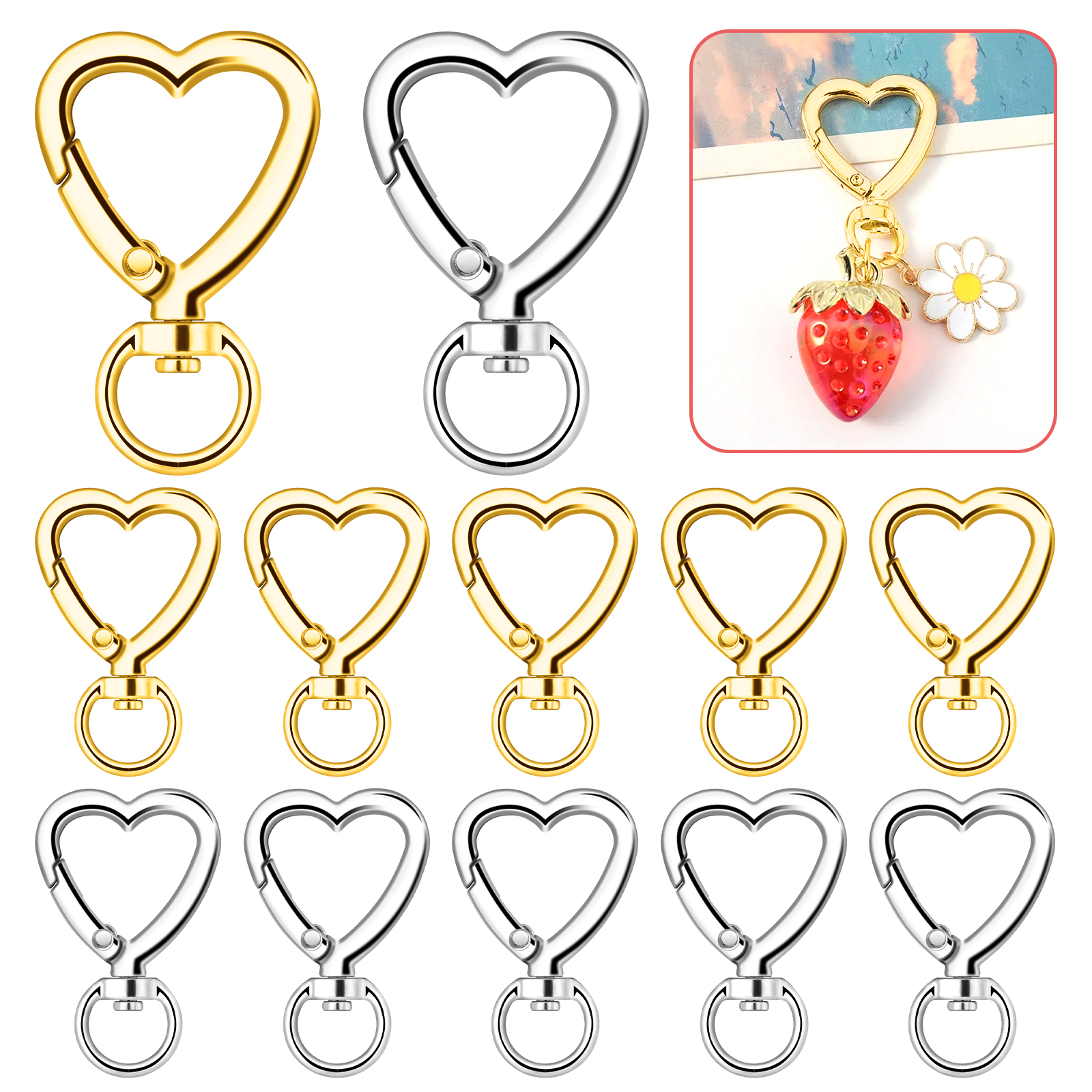 Jewelry Making Basics - 10pcs Metal Heart Lobster Claw Clasps