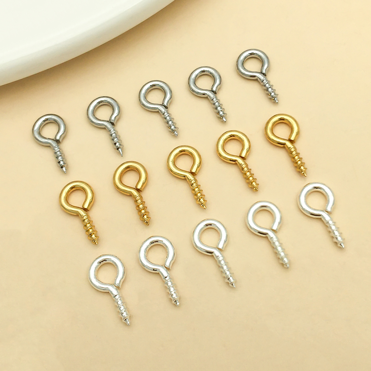 Jewelry Making Eye Pins - 5pcs 18K gold-plated copper thick sheep's