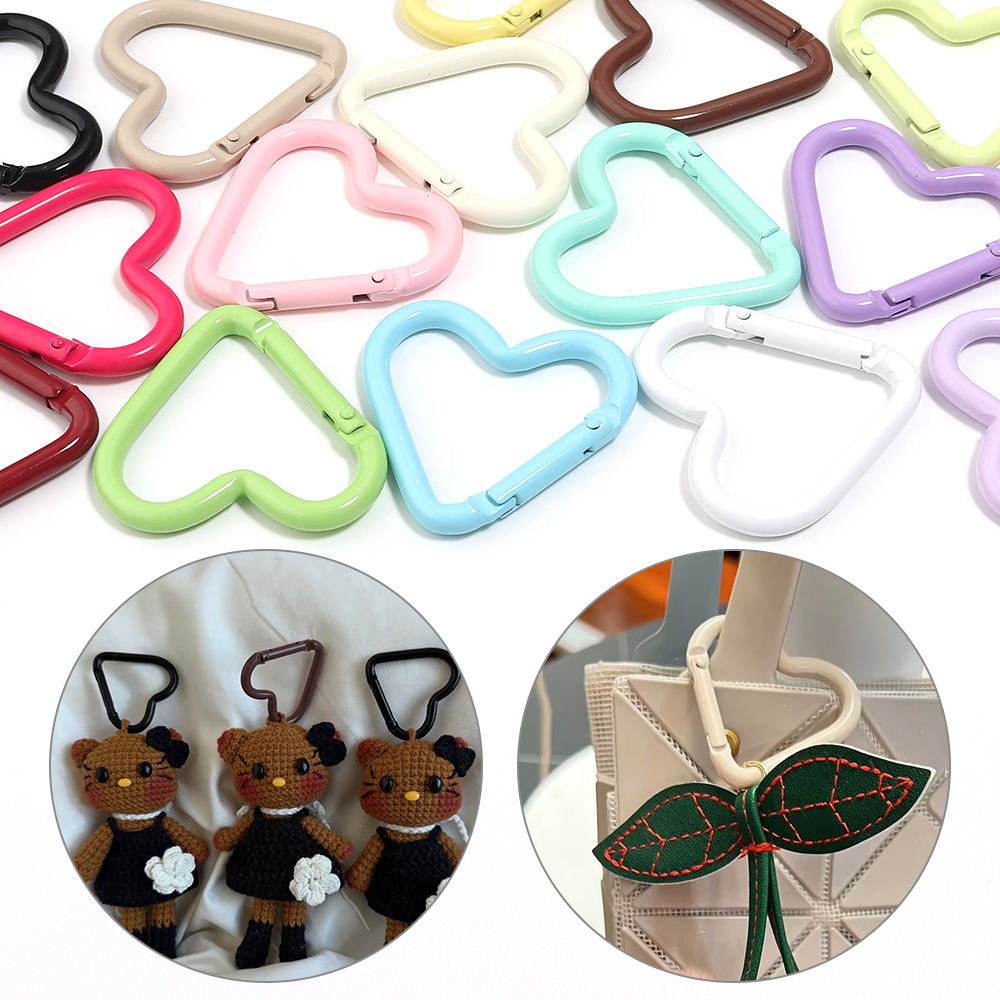 Jewelry Making Basics - 5pcs Colorful Heart-shaped Aluminum Alloy Carabiner