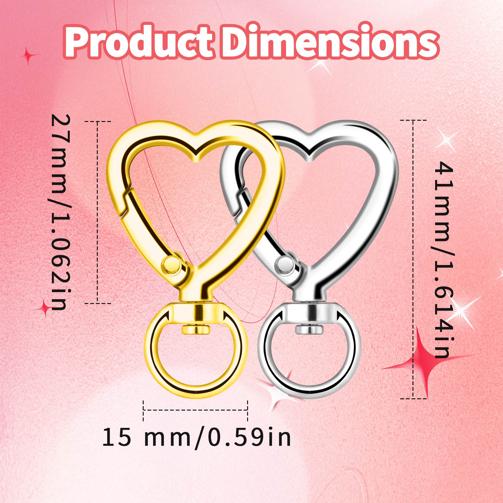 10pcs Metal Heart Lobster Claw - Jewelry Making Basics ulasan dan harga