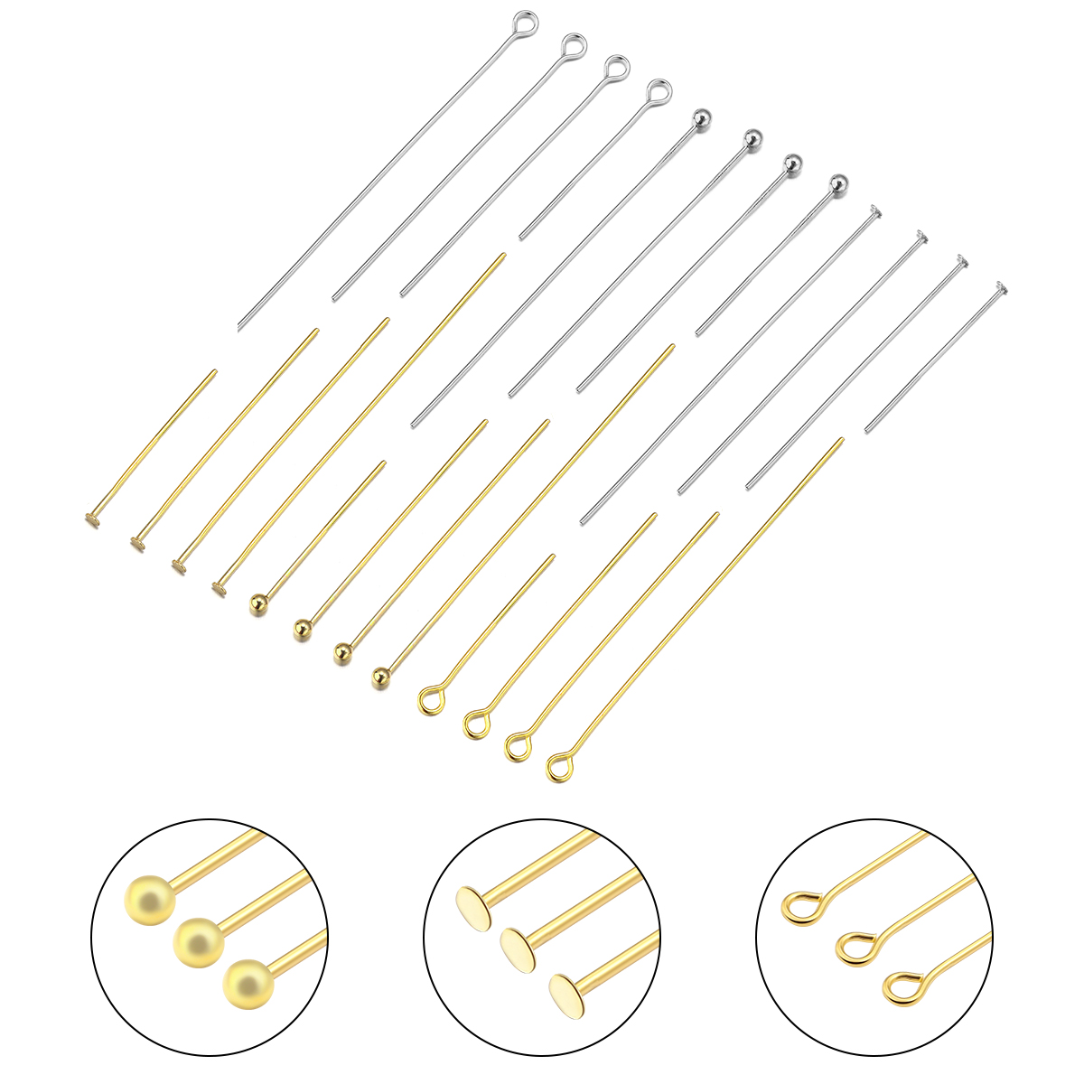 50-100pcs Stainless Steel Flat - Jewelry Making Eye Pins ulasan dan harga