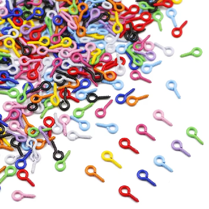 100pcs 5x10mm Colorful Screw E - Jewelry Making Eye Pins ulasan dan harga