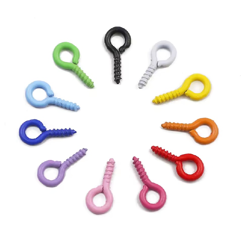 100pcs 5x10mm Colorful Screw E - Jewelry Making Eye Pins ulasan dan harga